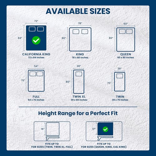 California King Size Mattress Protector Waterproof, Premium 200 GSM Terry Mattress Cover, Soft & Breathable Bed Cover, Fitted Sheet Style Stretchable Deep Pockets 17" by Utopia Bedding (White)