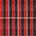8 Pack Halloween Party Supplies - Red & Black Foil Streamer Tinsel Backdrop | 3.28 FT x 7.05 FT
