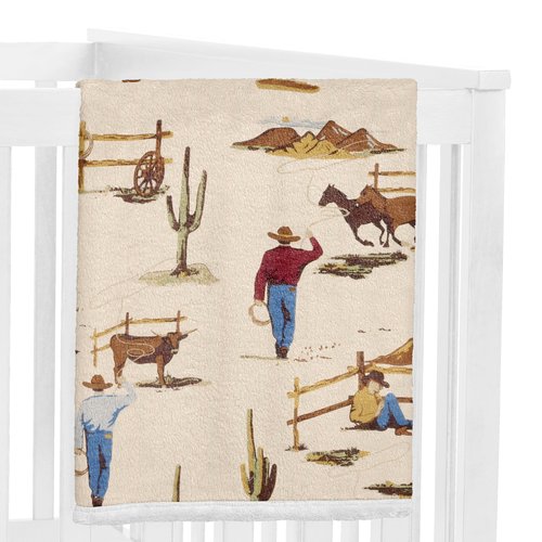Sweet Jojo Designs Soft Toddler Blanket (Western Cowboy) for Boys, Children, Kids Throw Blankets 40x50in - Baby Swaddle Receiving Blankets Minky Fleece (Tan, Wild West, Southern Charm, Country, South)