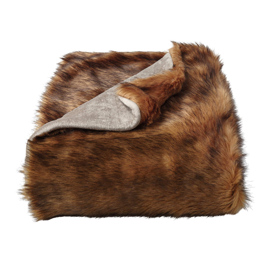Faux Fur Throw Blanket- Luxurious, Soft, Hypoallergenic Premium Faux Chinchilla Fur Blanket with Faux Mink Back and Gift Box, 60"x70" by LHC (Brown)