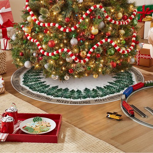 AVOIN colorlife Merry Christmas Christmas Tree Skirt 36 Inch, Snowflake Winter Holiday Tree Mat Decoration