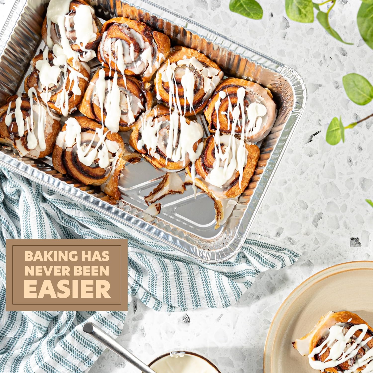 PlasticPro Aluminum Pans - Heavy Duty Disposable Baking Pans with Covers | 12.5'' x 9'' | 10 Pack