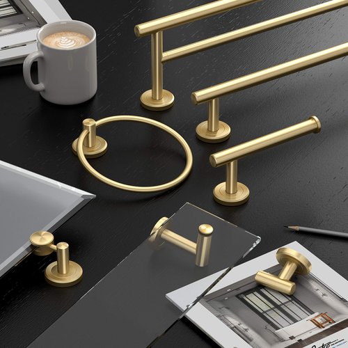 Gatco 4235 Latitude II, Robe Hook, Brushed Brass/Wall Mount 2.25" W Double Robe Hook, Towel Hook