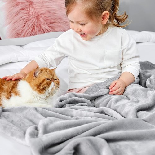 Bedsure GentleSoft Fleece Blanket - Cozy Small Throw for Kids, 43x55 Inches, Light Grey
