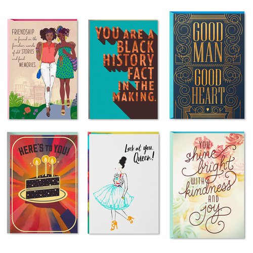 Hallmark Mahogany Birthday Cards Assortment, Here's to You (6 Cards with Envelopes)
