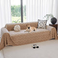 Yajue Chenille Couch Cover for 3 Cushion Sofa Pet Friendly Furniture Covers, Boho Sofa Covers Washable L Shape 3 Seater Couch Cover, 71"x 150", Beige