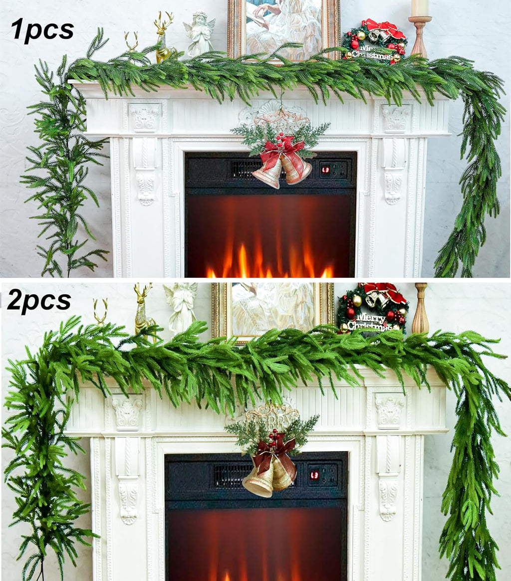 Norfolk Pine | 6 Ft Realistic Christmas Garland - Faux Winter Decor for Mantle, Table, Stairs & More