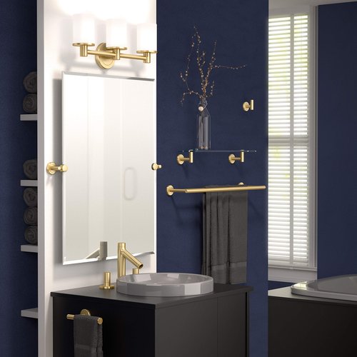 Gatco 4235 Latitude II, Robe Hook, Brushed Brass/Wall Mount 2.25" W Double Robe Hook, Towel Hook