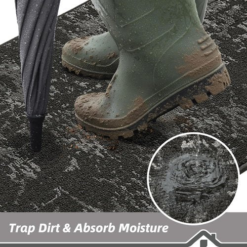 BEQHAUSE Dirt Trapper Door Mat - Non-Slip, Washable, Stain Resistant | 20" x 32" Dark Grey Entryway Rug