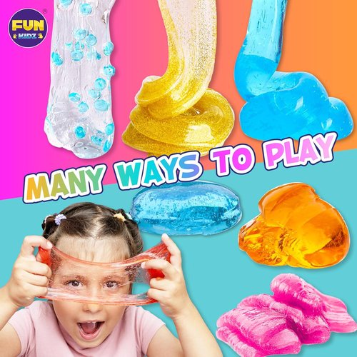 FunKidz Clear Slime Pack - 35.16 FL OZ | 4 Huge Glassy Slime Toys for Kids Ages 6-12