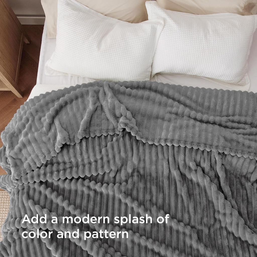 Bedsure GentleSoft Fleece Blanket - Cozy Frost Gray Throw for Couch, Perfect for Women & Girls, 108x90 Inches