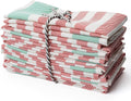 PERLLI Christmas Kitchen Cloth Napkins - 12 Pack 18x18 Inches | 100% Cotton, Washable & Reusable in Red, White, Green