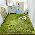 Ophanie Green Grass Area Rug - Soft Fluffy Shag Carpet for Bedroom | 3x5 Cute Kids Nursery Decor