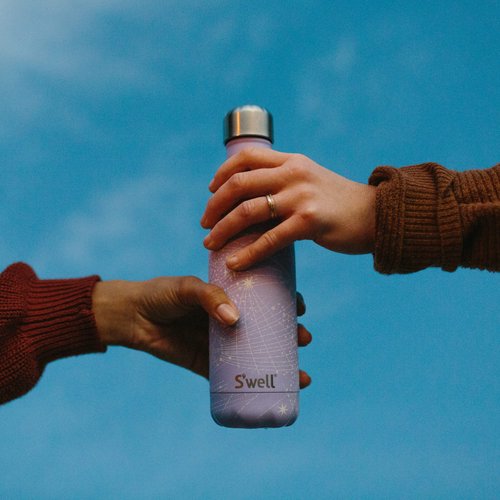 S'well Stainless Steel Water Bottle 17 ounces Periwinkle Stars Triple Layered Vacuum Insulated Containers Keeps Drinks Cold for 36 Hours and Hot for 18 Perfect for On the Go