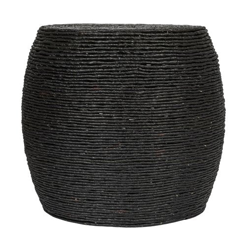 Creative Co-Op Round Handwoven Corn Rope Barrel Side Table, Black