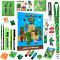 Minecraft Advent Calendar 2025 - 24 Fun Items Including Keychains, Pens & Notebooks | Blue/Green Gamer Xmas Gift