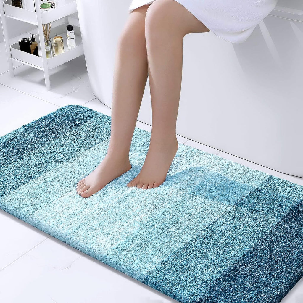 OLANLY Bathroom Runner Rug - Extra Soft Microfiber Mat with Rubber Backing | Quick Dry, Washable, 47x24, Peacock Blue