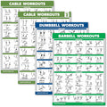 Workout Posters by Cable Machine - Laminated Exercise Guides for Dumbbells & Barbells | 18" x 24" - 4 Pack