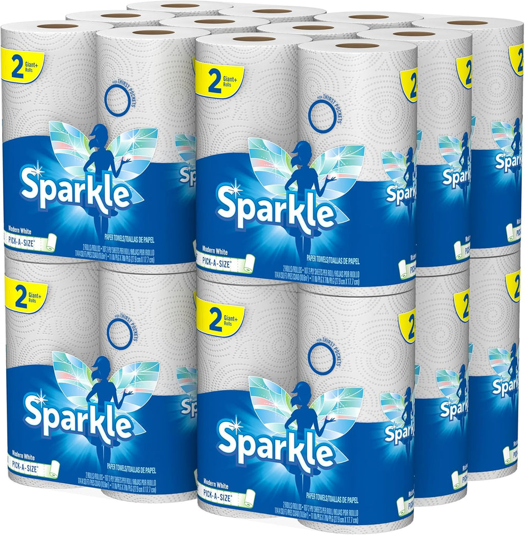 Sparkle Paper Towels - Pick-A-Size, 2 Rolls = 4 Regular Rolls | 24 Rolls, Everyday Value with Full & Half Sheets
