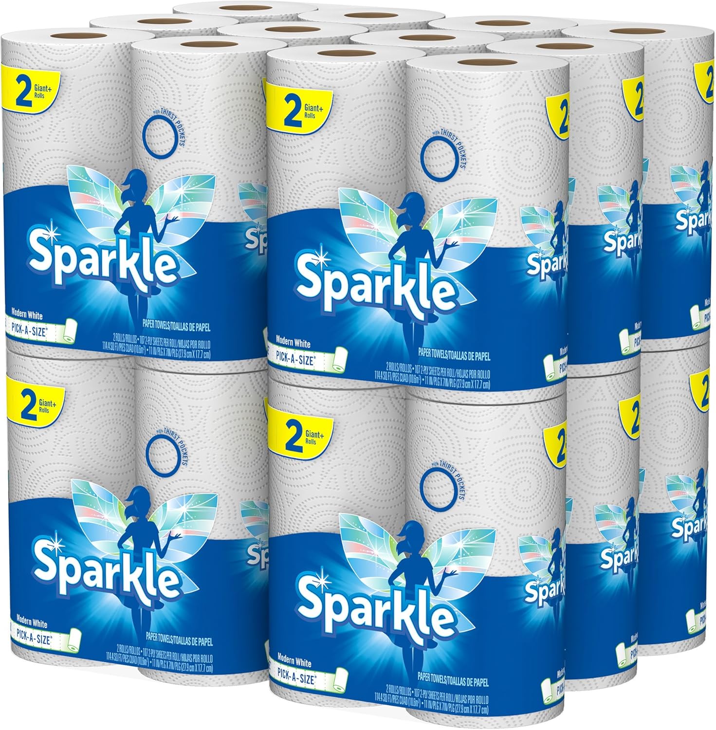 Sparkle Paper Towels - Pick-A-Size, 2 Rolls = 4 Regular Rolls | 24 Rolls, Everyday Value with Full & Half Sheets