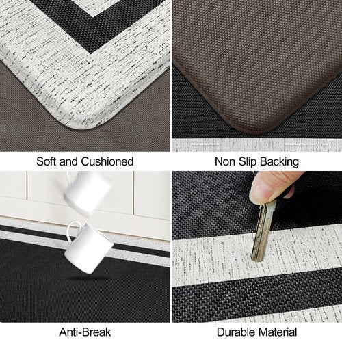 ATRUG Anti Fatigue Kitchen Mat Long Kitchen Mats for Floor Non Slip Waterproof Kitchen Rug Kitchen Runner Kitchen Floor Mats Cushioned Anti Fatigue for Kitchen Sink Office Laundry 17.3" x 70.8" Black