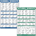 Palace Learning QuickFit Dumbbell & Kettlebell Workout Poster Set - Laminated 2 Chart Set (18" x 24")
