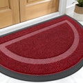 OLANLY Half Circle Door Mat - Waterproof All-Season Doormat for Indoor/Outdoor Use | 29.5x17, Wine Red