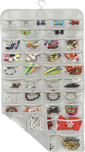Simple Houseware Jewelry Organizer - 80-Pocket Hanging Storage for All Accessories | Gray