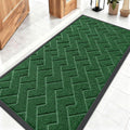 OLANLY Indoor Outdoor Front Door Mat - Waterproof All-Season Herringbone Design | Easy Clean, 47x23 Inches, Green