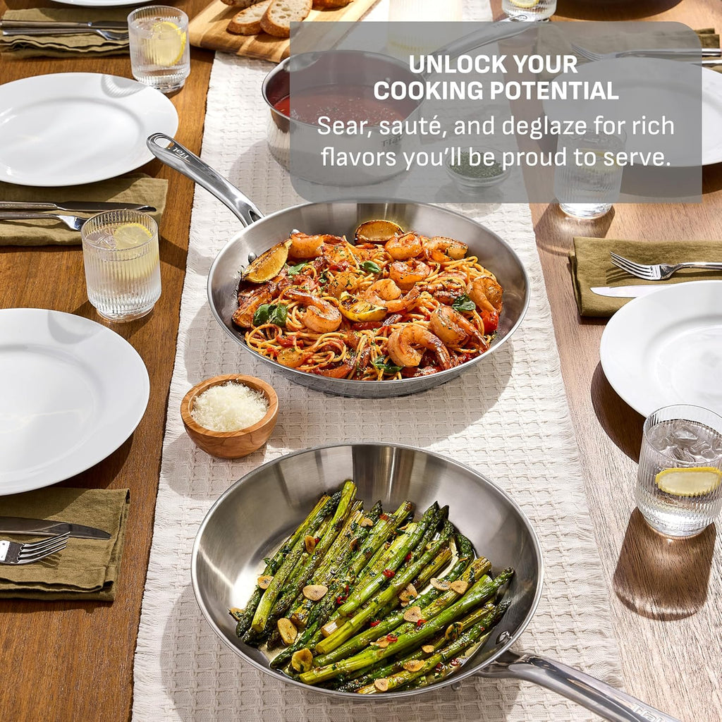T-Fal Gourmet Stainless Steel Pan Set - 11" & 12" Induction Compatible, Dishwasher & Oven Safe to 500°F