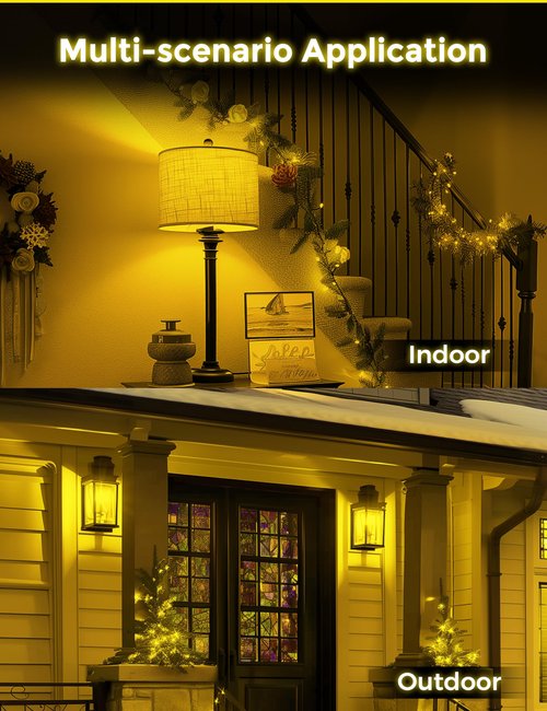 DORESshop Yellow Light Bulbs, Bug Lights for Outside, A19 Bug Light Bulbs 9W (60 Watt Equivalent) Amber Porch Light Bulb, Non-Attracting, E26 Base, Ideal for Patio, Backyard, Not-Dimmable, 2 Pack