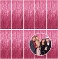 Skiennix Pink Metallic Foil Curtain Backdrop - 10 Pack Tinsel Fringe for Parties & Celebrations