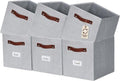 DECOMOMO Storage Bins - Fabric Cube Storage Bins with Labels for Shelves | 11" | 6pcs, Light Texture Grey
