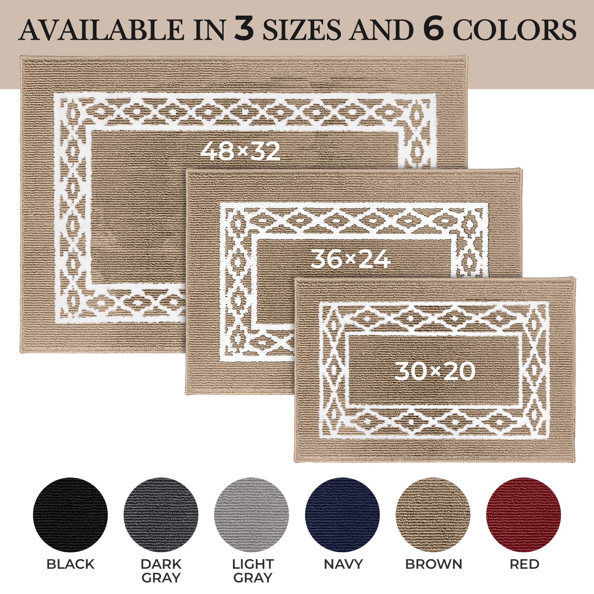 RugMast Premium Quality Polypropylene Indoor Door Mat - Beautiful Design with Non-Slip Backing, Washable & Low Profile Doormat - Ideal for Entryway Doors, Foyer, and Mudroom (20" x 30")