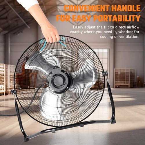 Xcity 20 Inch Metal Industrial Floor Fans, Max 4650 CFM, Heavy Duty High Velocity Fan with 3-speed and 360°Adjustable Tilt, for Warehouse, Workshop, Factory, Garage