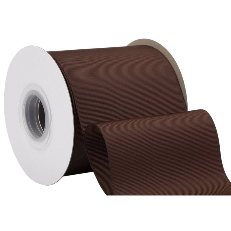 Grosgrain Ribbon 4 Inch x 25 Yards - Solid Brown Craft Ribbon for Hair Bows & Gift Wrapping - Premium Polyester - Variation: Brown