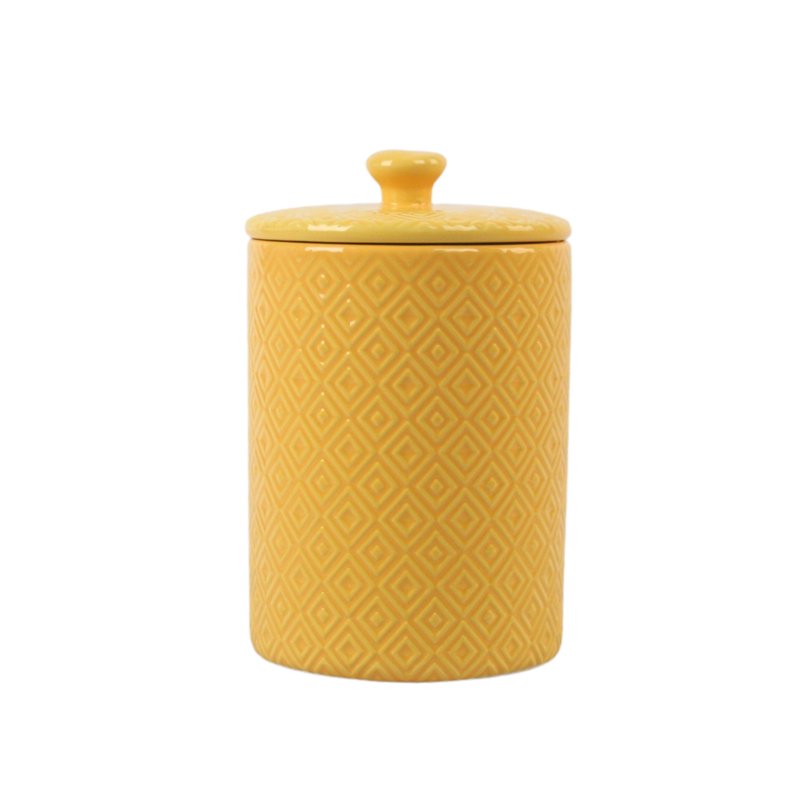 Diamond 3 Piece Canister Set - Yellow with Bamboo Lids