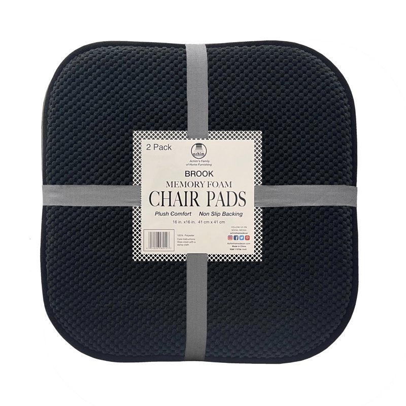 Memory Foam Chair Seat Cushions - 16"x16" - 2-Pack, Black