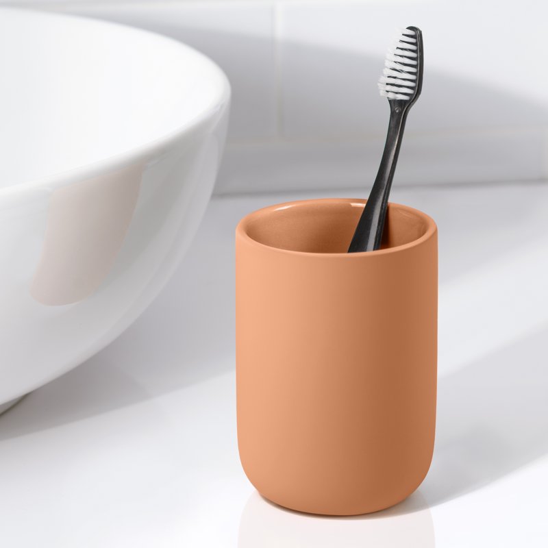 Mainstays Soft Touch Ceramic Toothbrush Holder - Terracotta Finish, Adult