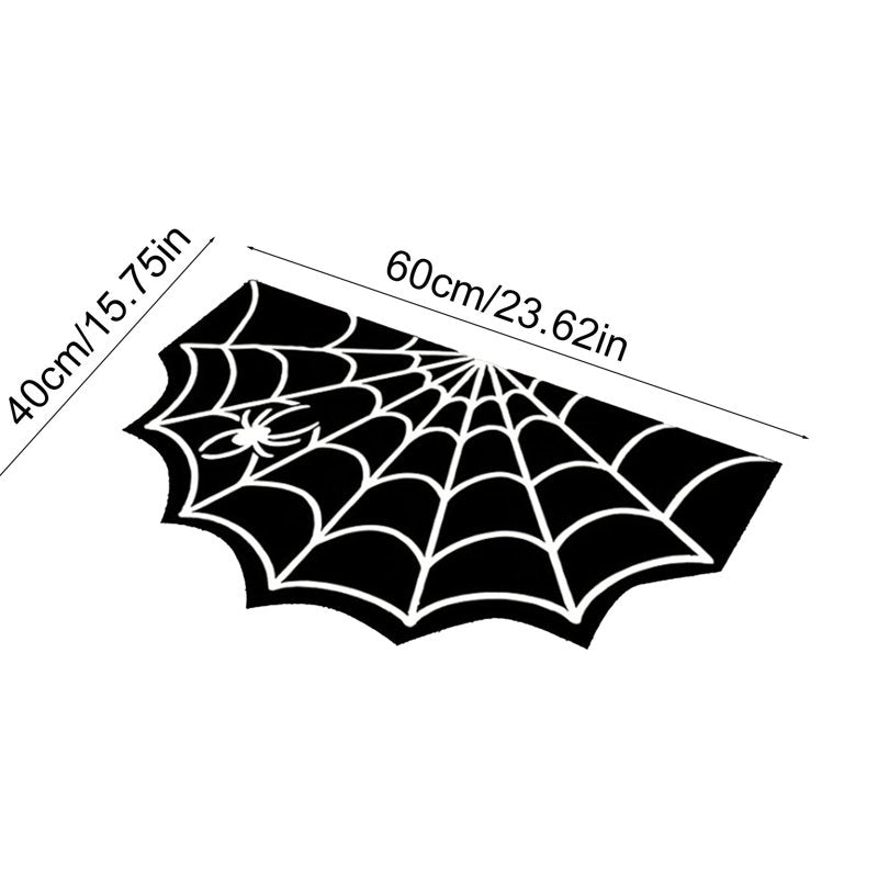 Halloween Spider Web Bath Mat - Non-Slip 24x16 Inch Gothic Rug for Bathroom & Entry - Variation A