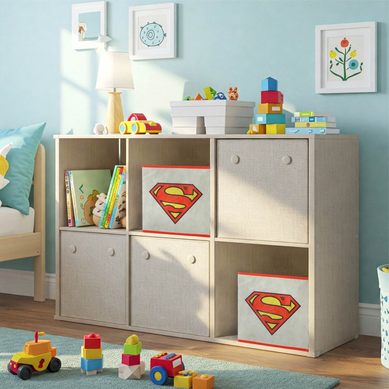 Superman Kids' 2-Pack Storage Cubes - 10 x 10 Inches, With Handles - Variation of Superman