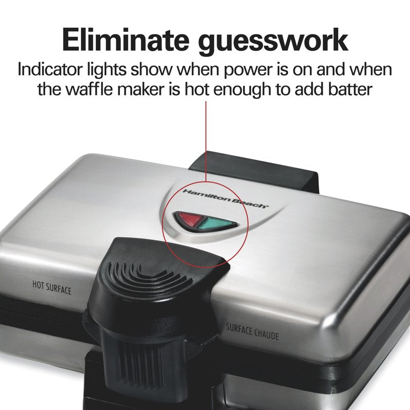 Belgian Waffle Maker with Nonstick Plates - Compact Stainless Steel