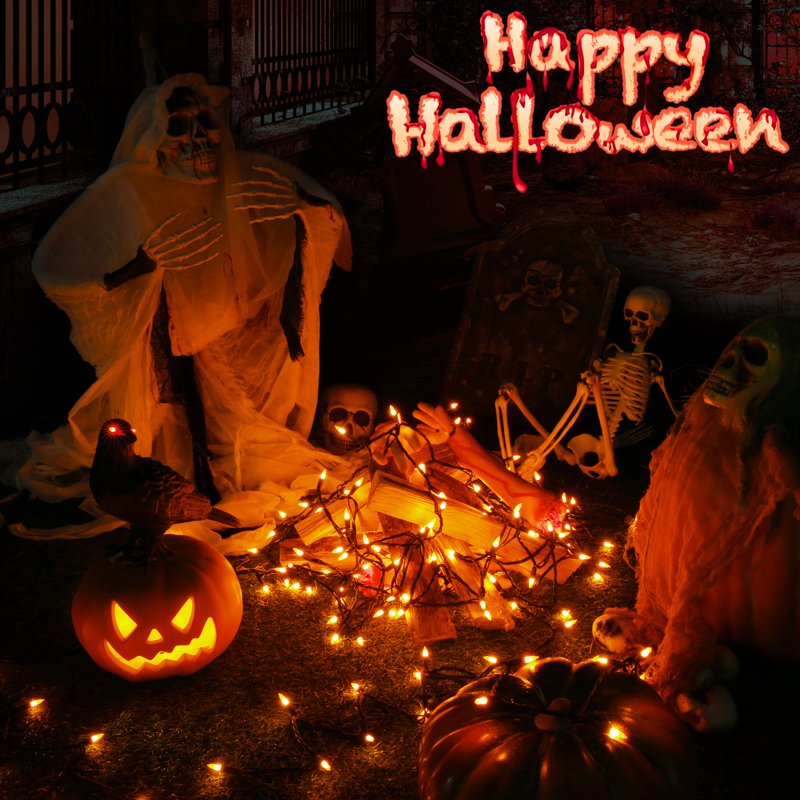 Orange Halloween String Lights 25ft 100 Incandescent Connectable Indoor Outdoor Decor