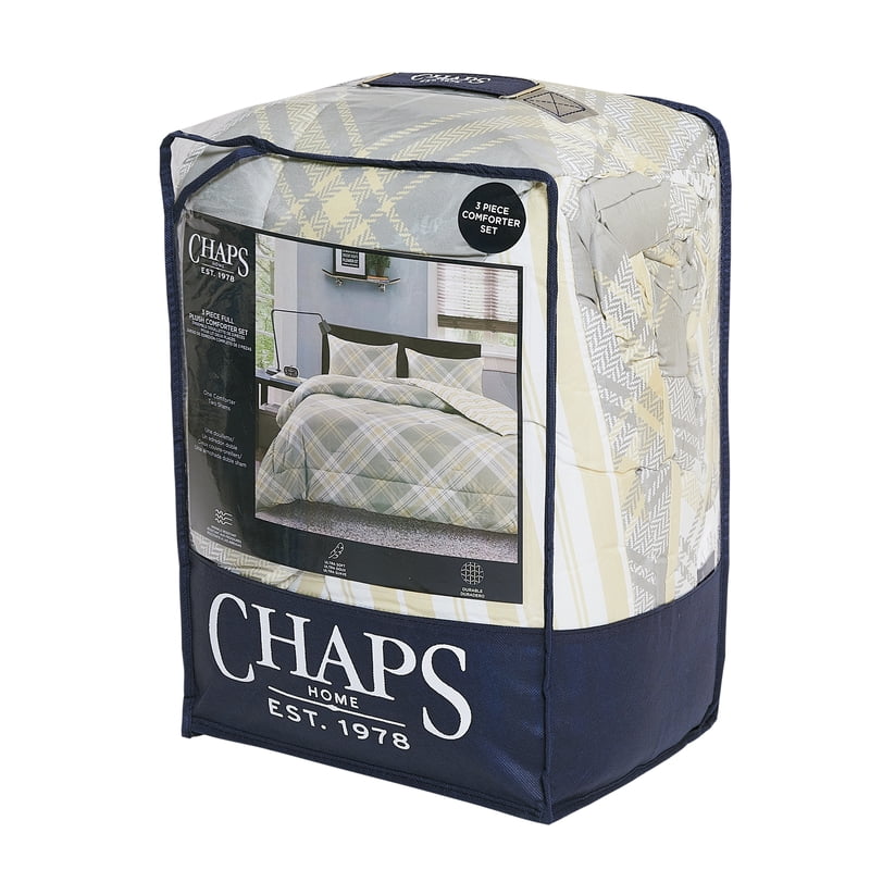 Kids Reversible Microfiber Comforter Set - Diagonal Plaid Tartan Olive Brown - Full Size