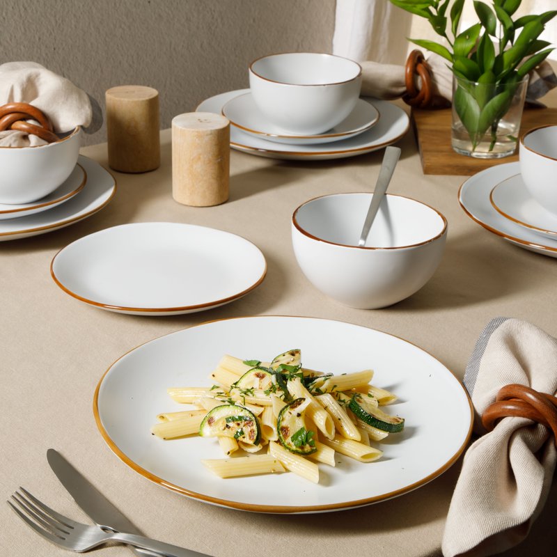 Matte White Ceramic Dinnerware Set - 12-Piece