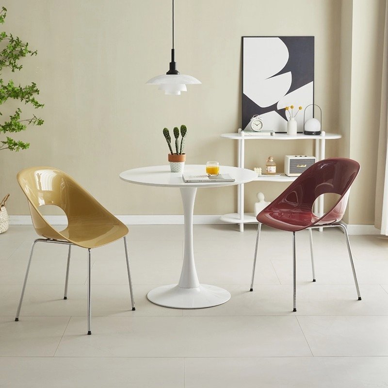 23.6" Round Dining Table - Small Wood Breakfast Table - Soft White