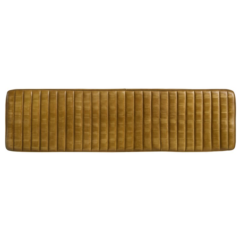 Antique Camel Leather Upholstered Dining Bench - Modern Design