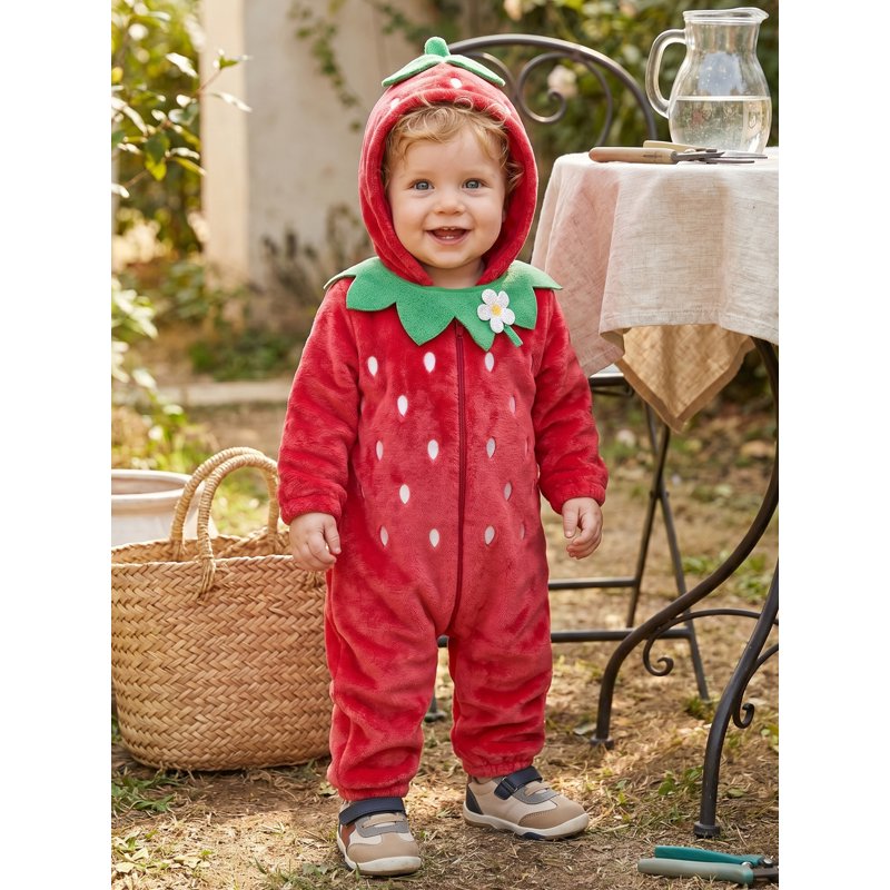 Toddler Baby Halloween Strawberry Costume Romper - Red, 6-12 Months