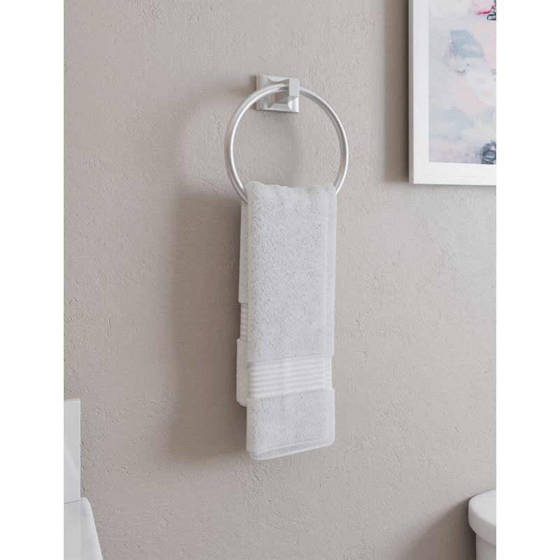 Wall Mounted Bathroom Towel Ring - Satin Nickel, 6-Inch, Classic Design with Concealed Mount