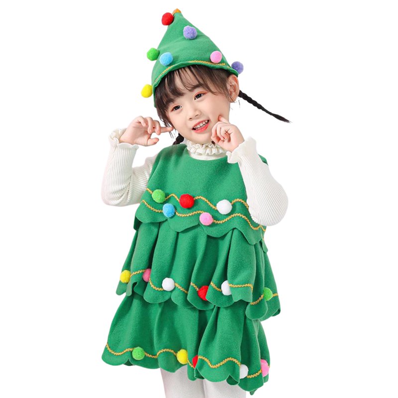 Toddler Girls Christmas Party Outfit with Green Top Hat - Sizes 4-5 Years